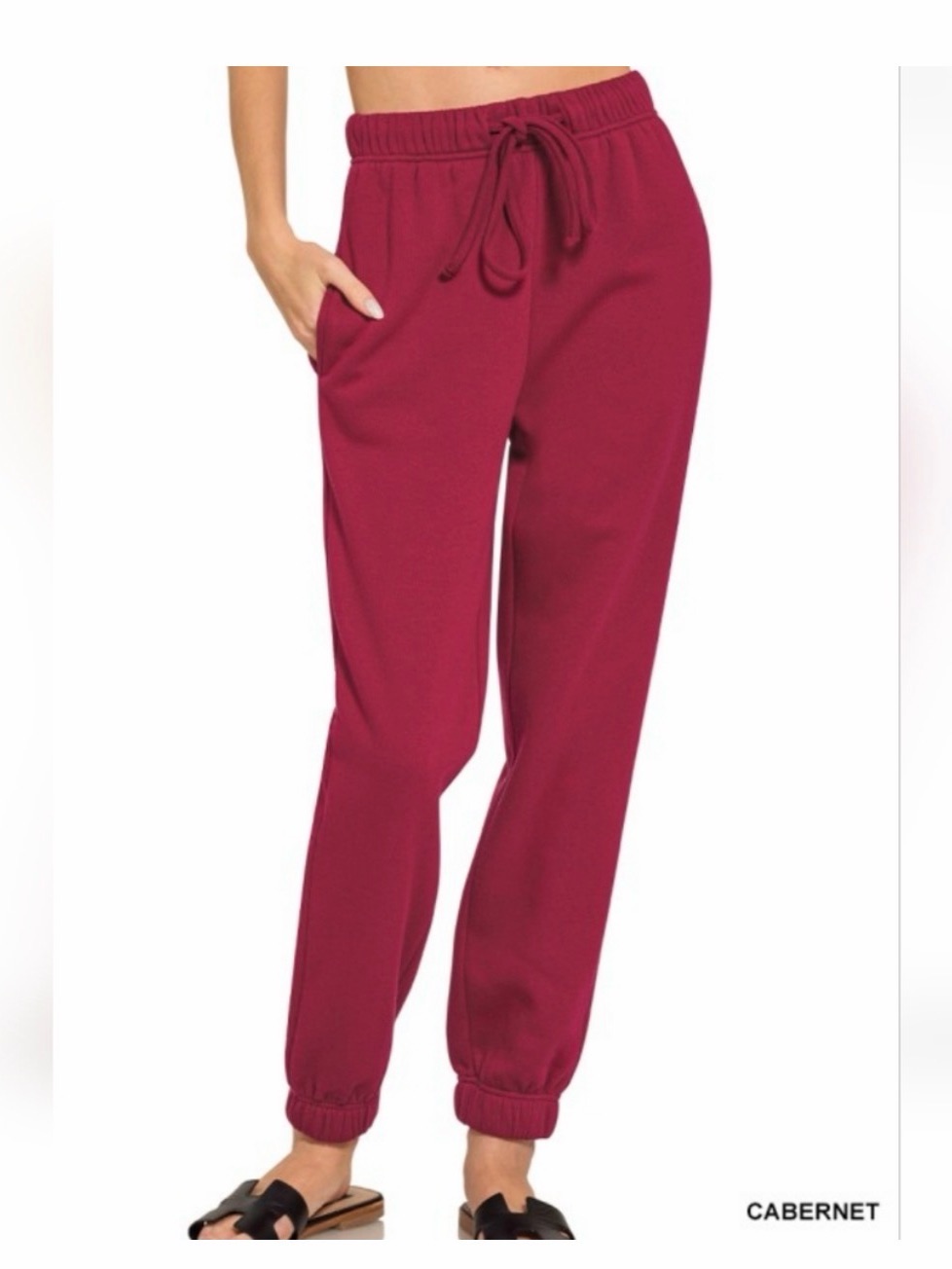 Zenana Cabernet Fleece Lined Joggers